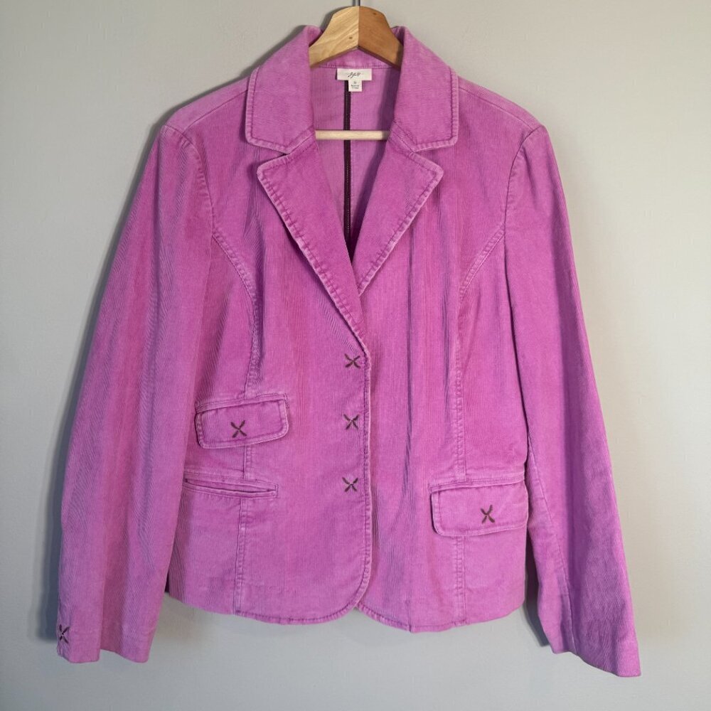 Vintage J. Jill Corduroy Blazer Jacket Women's Small Pink Classic Preppy Career - Picture 4 of 15